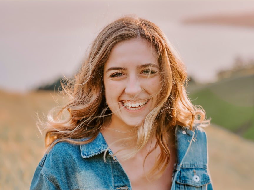 Woman’s portrait after portrait enhancer brightens tones and smooths facial features