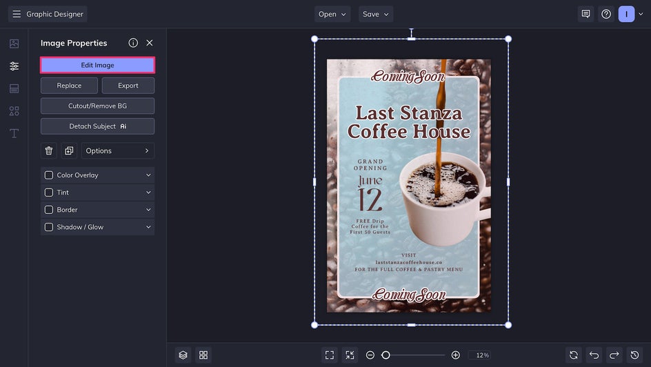 Edit Image from Image Properties Menu.
