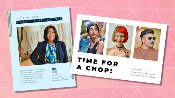 Featured image displaying two marketing materials enhanced by portrait editing tools.